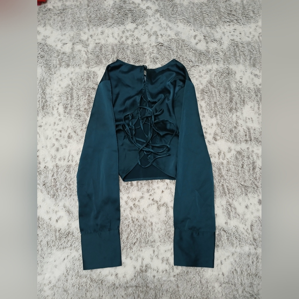 Chic Teal Women's Blouse with Long Sleeves